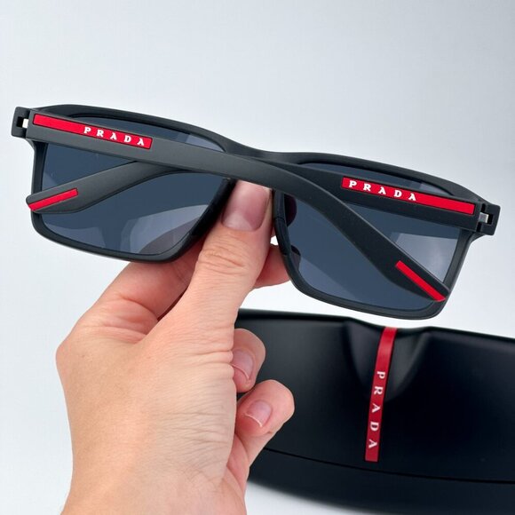 Prada Linea Rossa PS05YS UFK05U BRAND NEW Sunglasses Grey Rubber Blue Unisex - Picture 3 of 10